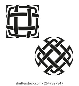 Nó quadrado entrelaçado. Abstrato tecido design. Padrão de trança geométrica. Ilustração complexa do vetor.