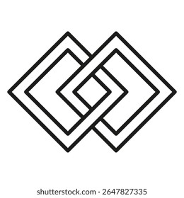 Intertwined squares icon. Geometric knot symbol. Abstract line art. Vector modern emblem.