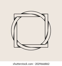 Dreieck- und Vierecksymbol miteinander verflochten. Geometrisches Design, Vektorgrafik, EPS10