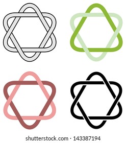 Intertwined triangles isolated on white background, vector illustration