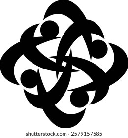 Intertwined Tribal Unity. abstract and vector atomic logo.