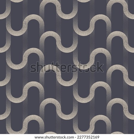 Intertwined Wavy Lines Fancy Seamless Pattern Vector Dotted Abstract Background. Unusual Intricate Structure Endless Wrapping Paper Print. Sophisticated Fashionable Loopable Abstraction Textile Design