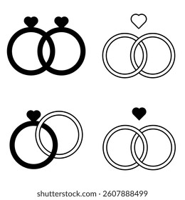 Intertwined Wedding Rings: Icon Set, Heart Variations