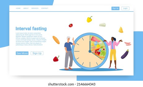 Interval Fasting.The Concept Of Proper Nutrition, Fasting And Diet.Diet Plan, Fitness And Sports Activities.Vector Illustration.