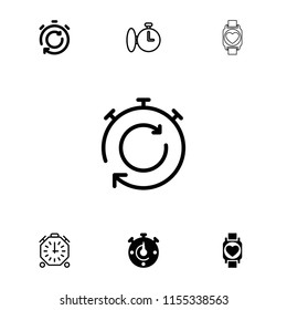 Interval icon. collection of 7 interval filled and outline icons such as stopwatch. editable interval icons for web and mobile.