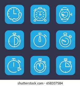 Interval icon. set of 9 outline interval icons such as heartbeat watch