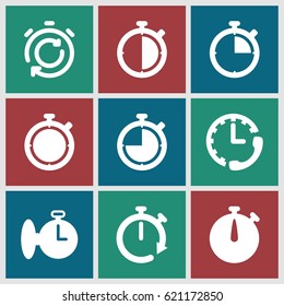 Interval icons set. set of 9 interval filled icons such as 