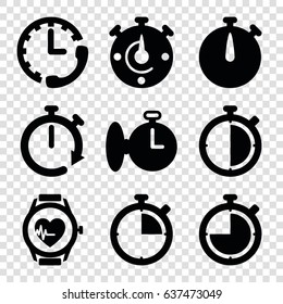 Interval icons set. set of 9 interval filled icons such as heartbeat watch