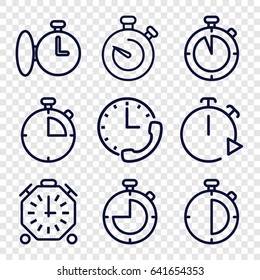 Interval icons set. set of 9 interval outline icons such as