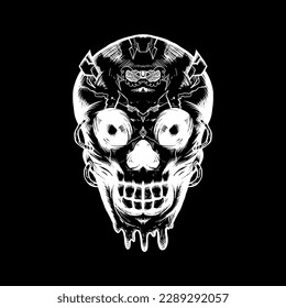 interved colour skull head cool black background