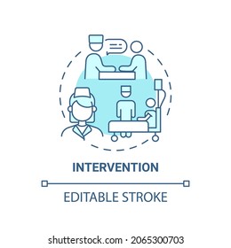 Intervention Blue Concept Icon. Pulmonary Rehabilitation Abstract Idea Thin Line Illustration. Physiotherapist Advice And Prescription. Vector Isolated Outline Color Drawing. Editable Stroke