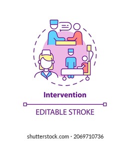 Intervention Concept Icon. Pulmonary Rehabilitation Abstract Idea Thin Line Illustration. Physiotherapist Advice And Prescription. Vector Isolated Outline Color Drawing. Editable Stroke