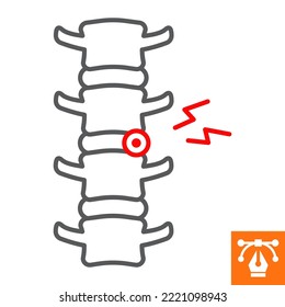 Intervertebral hernia line icon, outline style icon for web site or mobile app, orthopedic and traumatology, herniated disc vector icon, simple vector illustration, vector graphics.