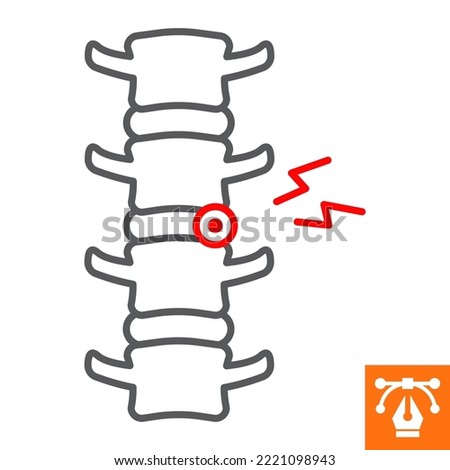 Intervertebral hernia line icon, outline style icon for web site or mobile app, orthopedic and traumatology, herniated disc vector icon, simple vector illustration, vector graphics.