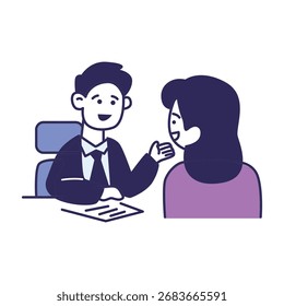 interview between recruiter and employeer illustration vector design