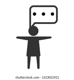 interview, chat bubble, girl icon