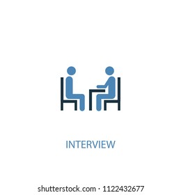 Interview concept 2 colored icon. Simple blue element illustration. Interview concept symbol design from project management set. Can be used for web and mobile UI/UX