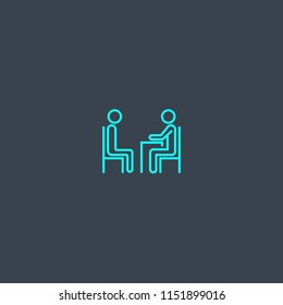 Interview concept blue line icon. Simple thin element on dark background. Interview concept outline symbol design from Project management set. Can be used for web and mobile UI/UX
