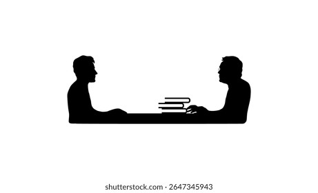 conversa de entrevista, silhueta isolada preta