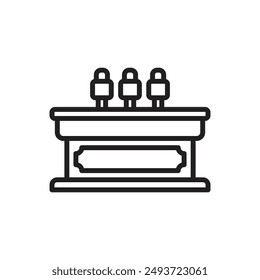 Interview Desk Outline Icon Vector Illustration