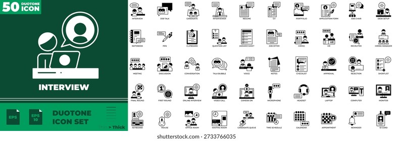 Interview Duotone Editable Icons set