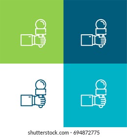 Interview green and blue material color minimal icon or logo design