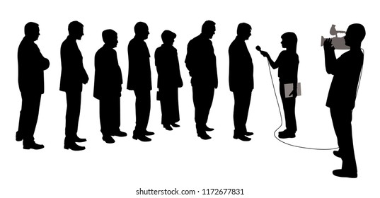 Interview with group of people with cameraman