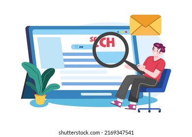 Interview and Hiring Illustration concept. Flat illustration isolated on white background