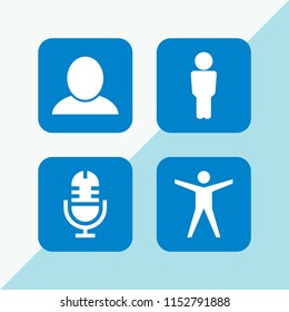 interview icon. 4 interview set with human and microphone vector icons for web and mobile app