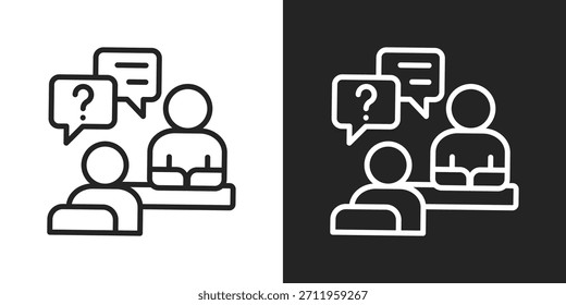 Icono De Entrevista En Estilo De Línea En Blanco Y Negro