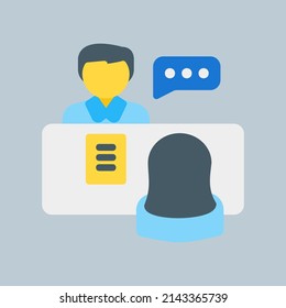 Icono de entrevista en estilo plano, uso para presentación de aplicaciones móviles del sitio web
