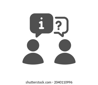 Icono de entrevista. Signo de información de trabajo. Símbolo de reunión de negocios. Clásico estilo plano. Elemento de diseño de calidad. Icono de entrevista simple. Vector