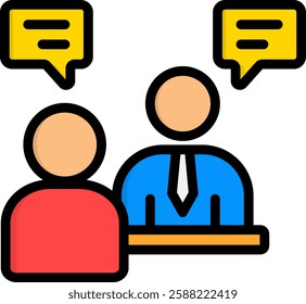 Interview Icon Lineal Color Vector Illustration