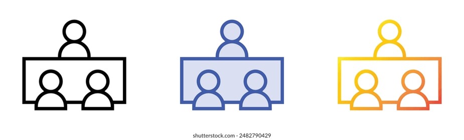 interview icon. Linear, Blue Fill and Gradient Style Design Isolated On White Background