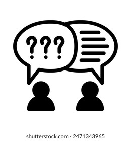 Interview icon  or logo illustration outline  black filled style