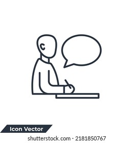 interview icon logo vector illustration. Conference symbol template for graphic and web design collection