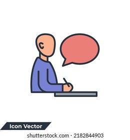 interview icon logo vector illustration. Conference symbol template for graphic and web design collection