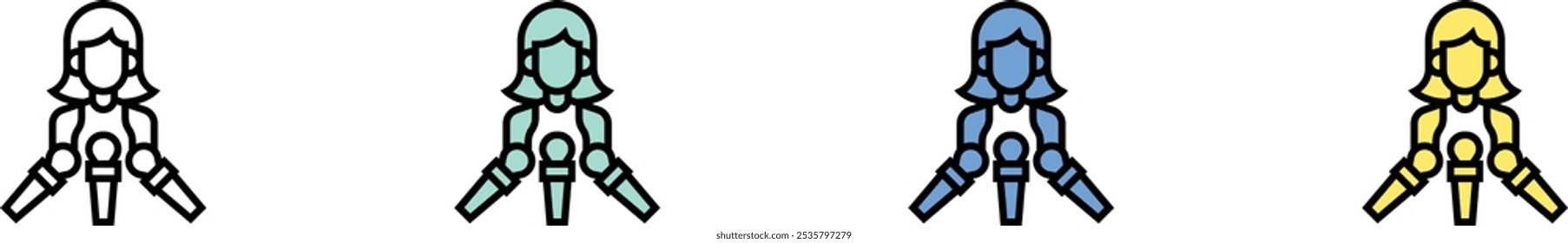 interview icon. Outline, Green, Blue and Yellow Style Design Isolated On White Background