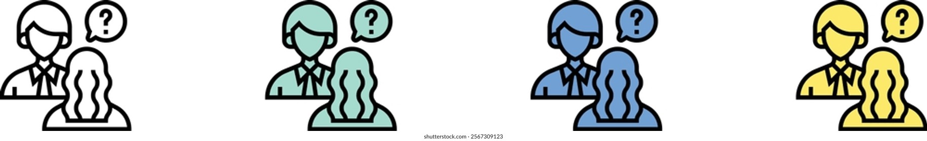 interview icon. Outline, Green, Blue and Yellow Style Design Isolated On White Background
