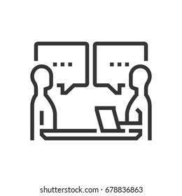 Interview icon, part of the square icons, car service icon set. The illustration is a vector, editable stroke, thirty-two by thirty-two matrix grid, pixel perfect file.