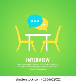 Icono de entrevista. Gente sentada en la mesa, icono de línea simple. Símbolo de reunión de negocios. Vector de fondo blanco aislado. EPS 10