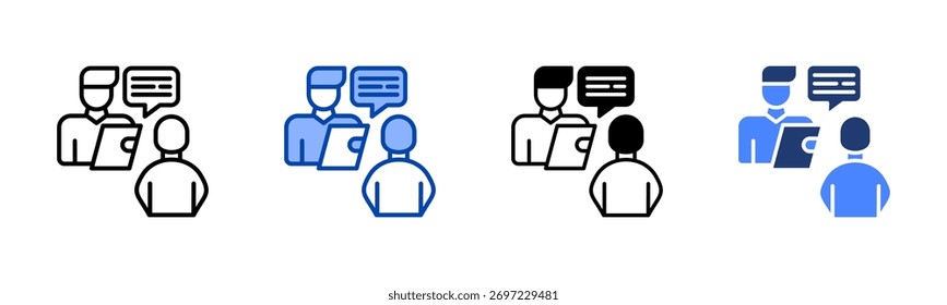 Interview icon set multiple style collection