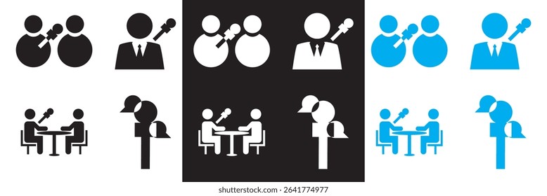 Interview icon. Vector for websites, mobile interfaces, presentations, banner, visual branding etc. Vector illustration. isolated on white and black background. EPS 10