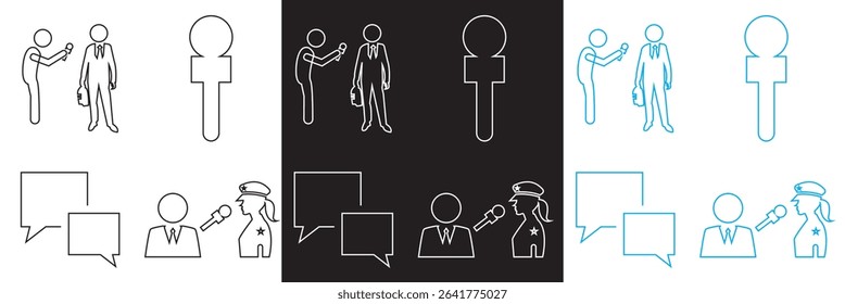 Interview icon. Vector for websites, mobile interfaces, presentations, banner, visual branding etc. Vector illustration. isolated on white and black background. EPS 10