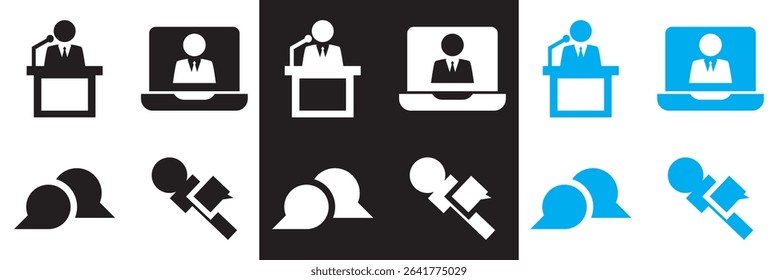 Interview icon. Vector for websites, mobile interfaces, presentations, banner, visual branding etc. Vector illustration. isolated on white and black background. EPS 10