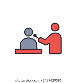 Interviewsymbol. vektorbearbeitbares Strich-/lineares Stilzeichen zur Verwendung im Webdesign, logo.Symboldarstellung.