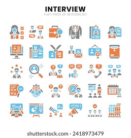 Interview Icons Bundle. 
Flat icons style. Vector illustration.