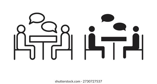 Interviewsymbole für das Design. Einfach editierbarer Strich. Modernes Flachdesign.