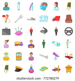 Interview icons set. Cartoon style of 36 interview vector icons for web isolated on white background