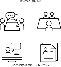 interview icons set isolated on white background. interview icon thin line outline linear interview symbol for logo, web, app, UI. interview icon simple sign.